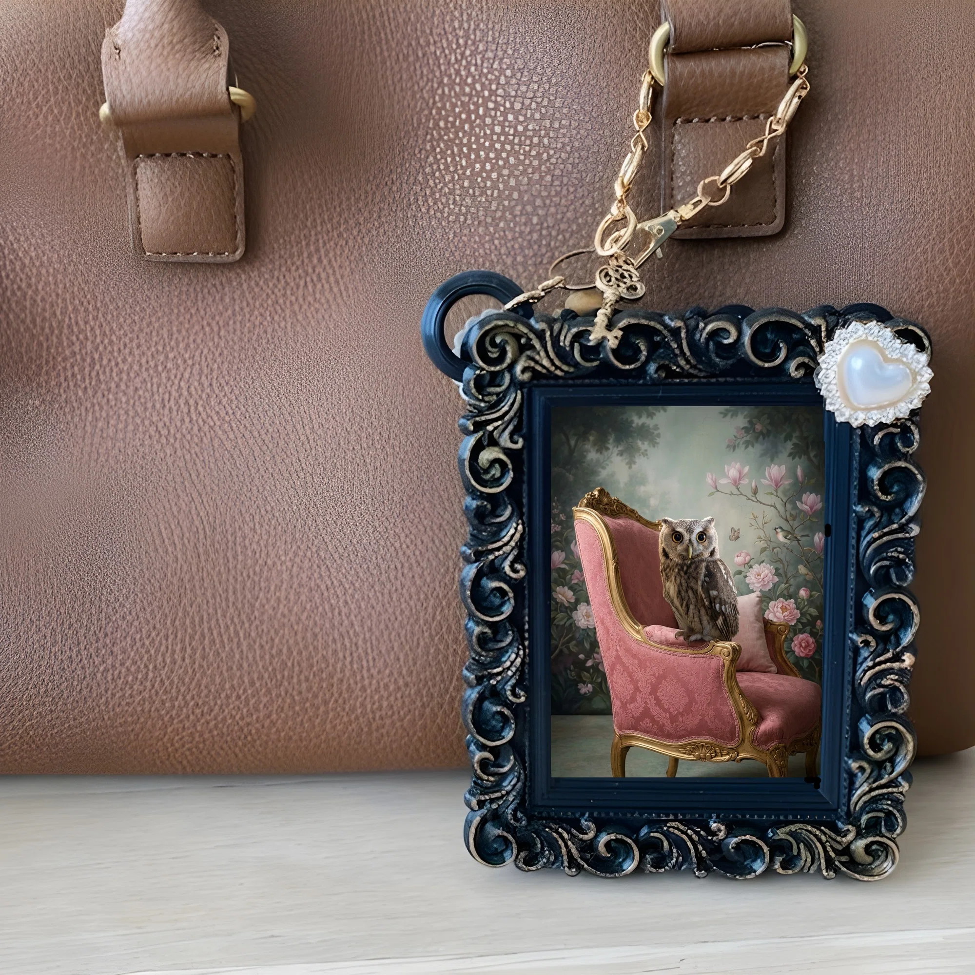 The Scops Owl Rococo Shabby Pink Bag Charm is now available!｜うちの子ルネサンス ...