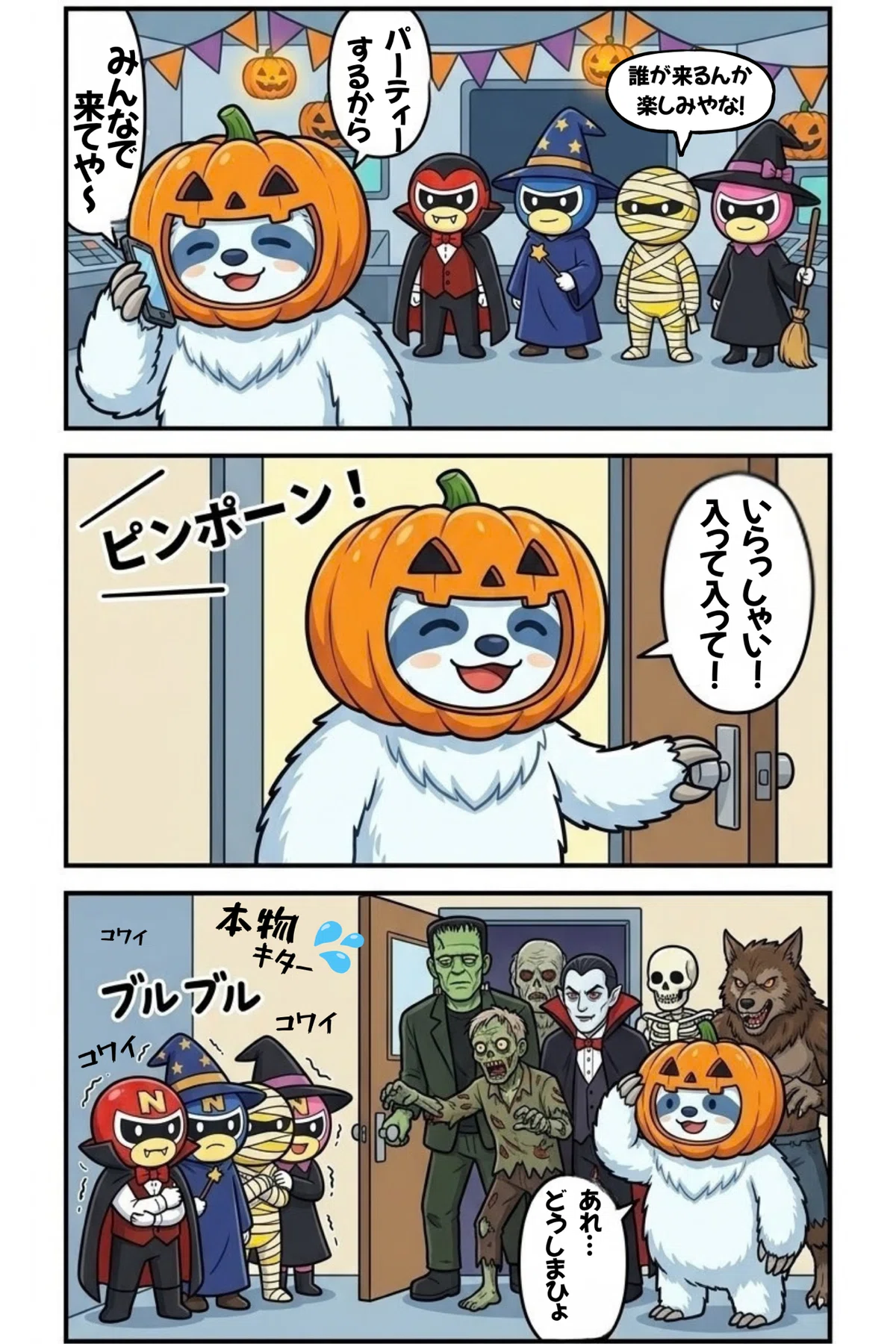 [3-Panel Comic] Happy Halloween Part 3 🎃 A party that loses its ...