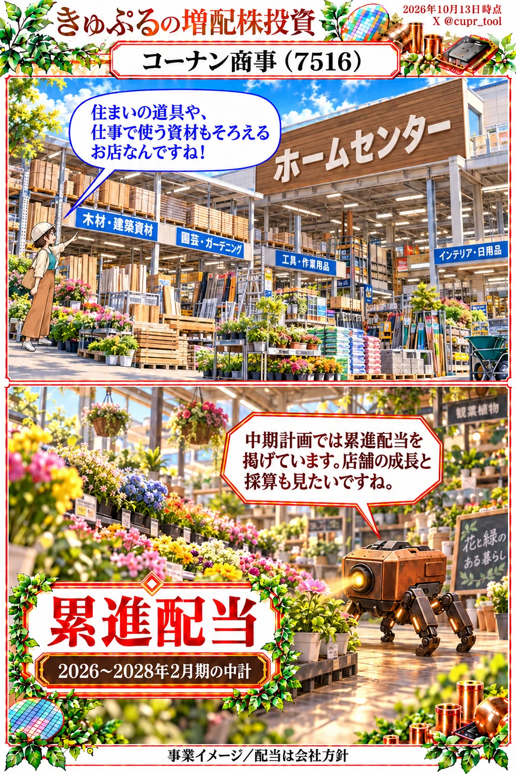 Dividend Growth Stock Research 6 | Kohnan Shoji, Izumi, Starzen｜きゅぷるの増配株投資