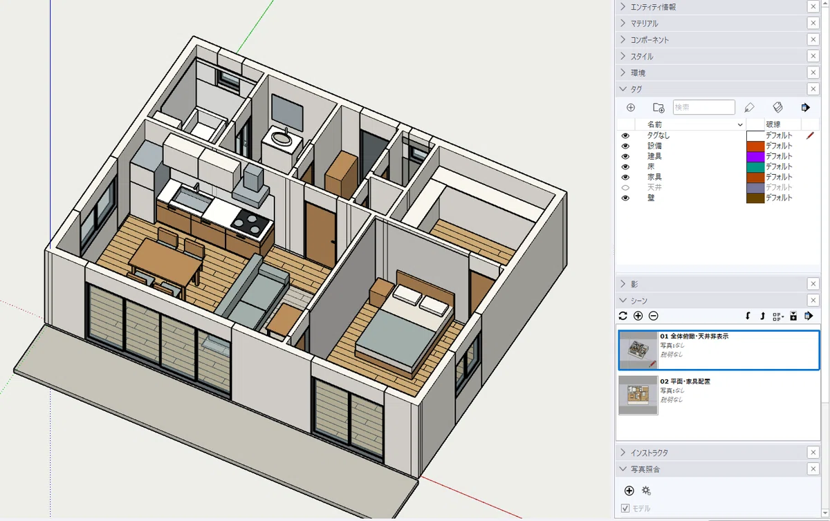 同一张 DXF，换成 SketchUp 本地建模