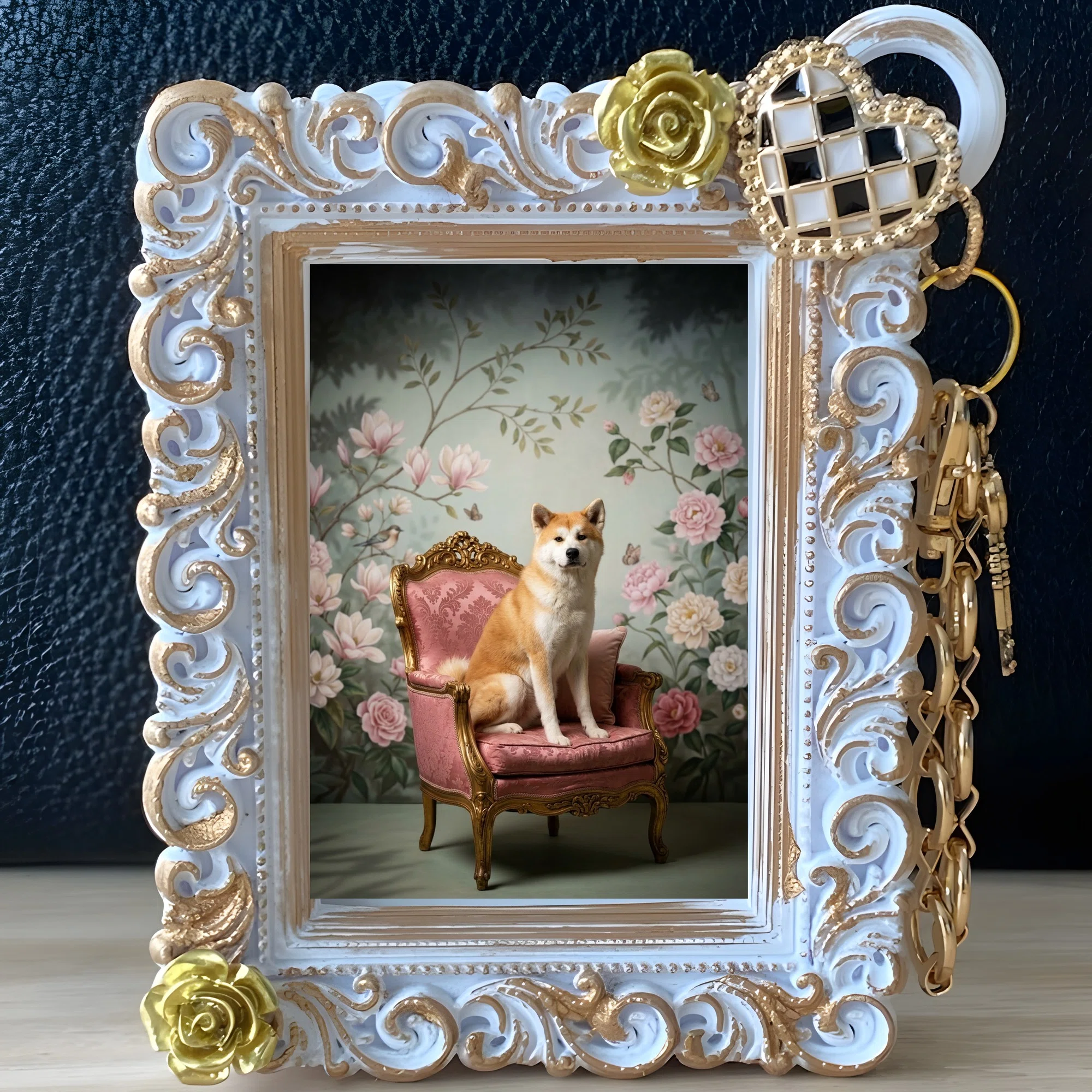 Akita Inu Rococo-style shabby pink bag charm is now available!｜うちの子 ...