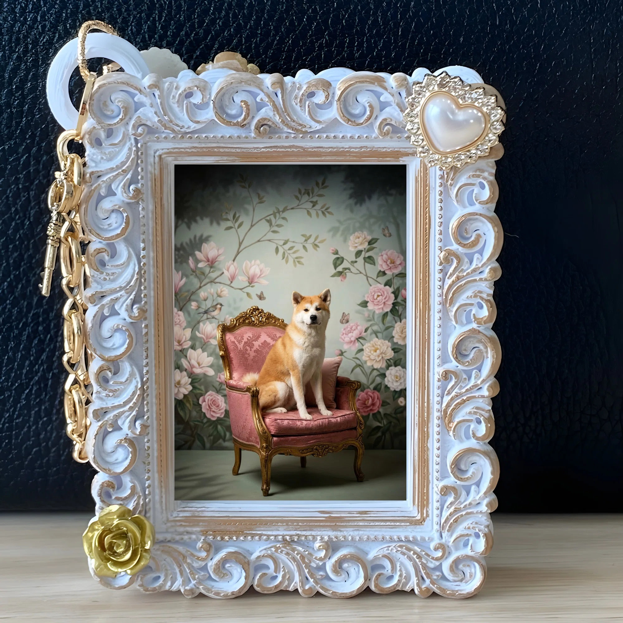 Akita Inu Rococo-style shabby pink bag charm is now available!｜うちの子 ...