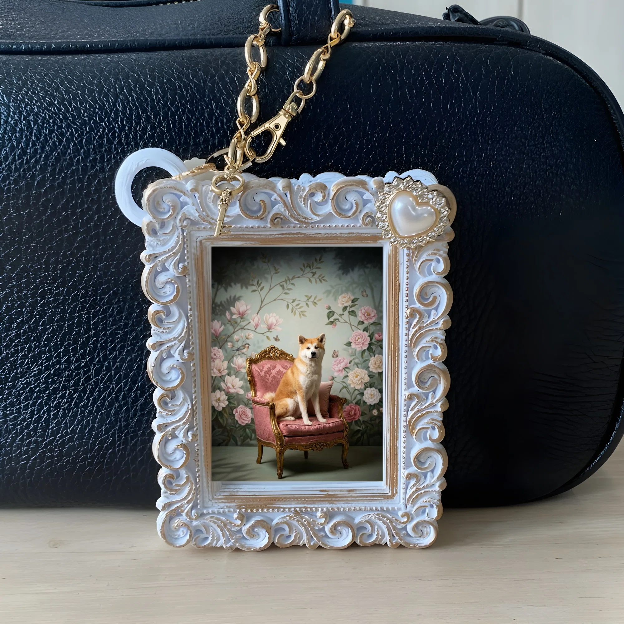 Akita Inu Rococo-style shabby pink bag charm is now available!｜うちの子 ...