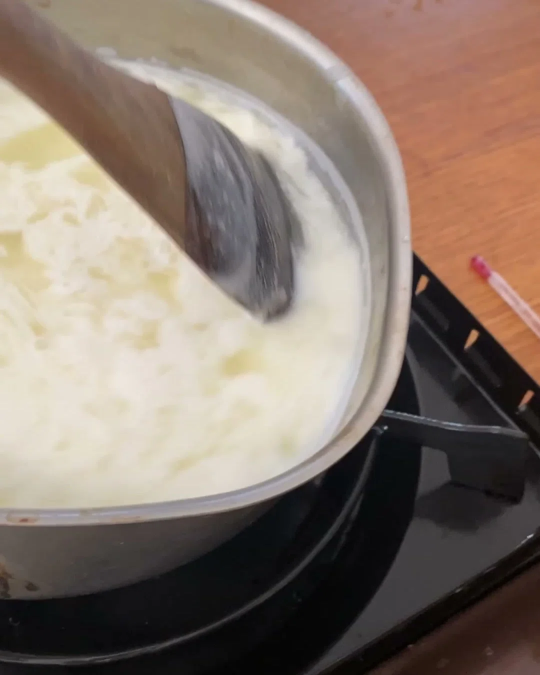 I tried making mozzarella at home with non-homogenized milk and vinegar ...