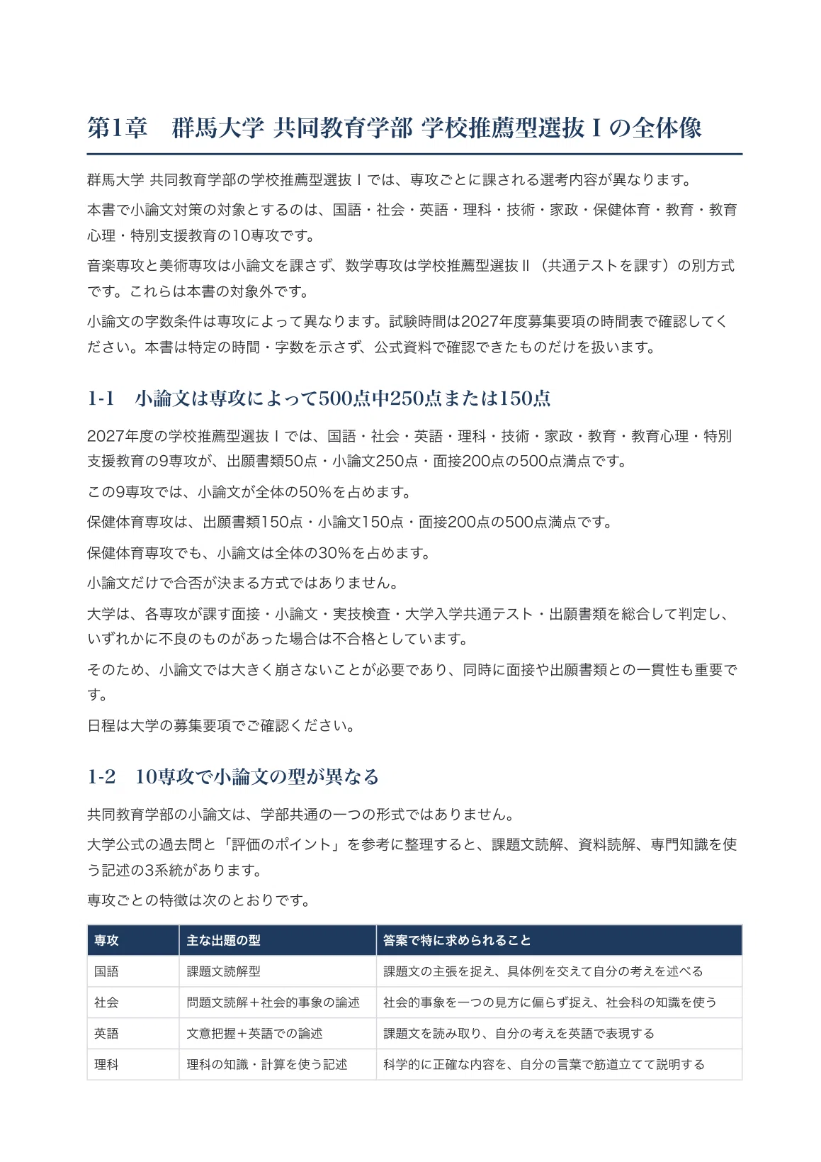[Gunma University, Joint Faculty of Education] School Recommendation ...