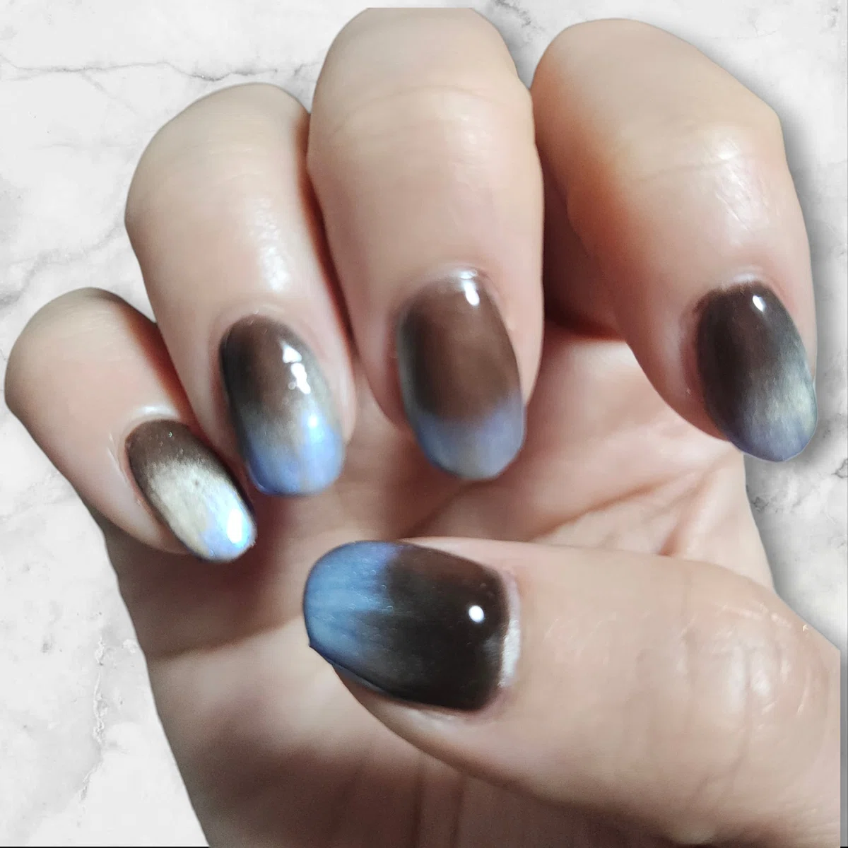 [Self-Nail Record] #26 Brown x Blue Nails｜Chell.