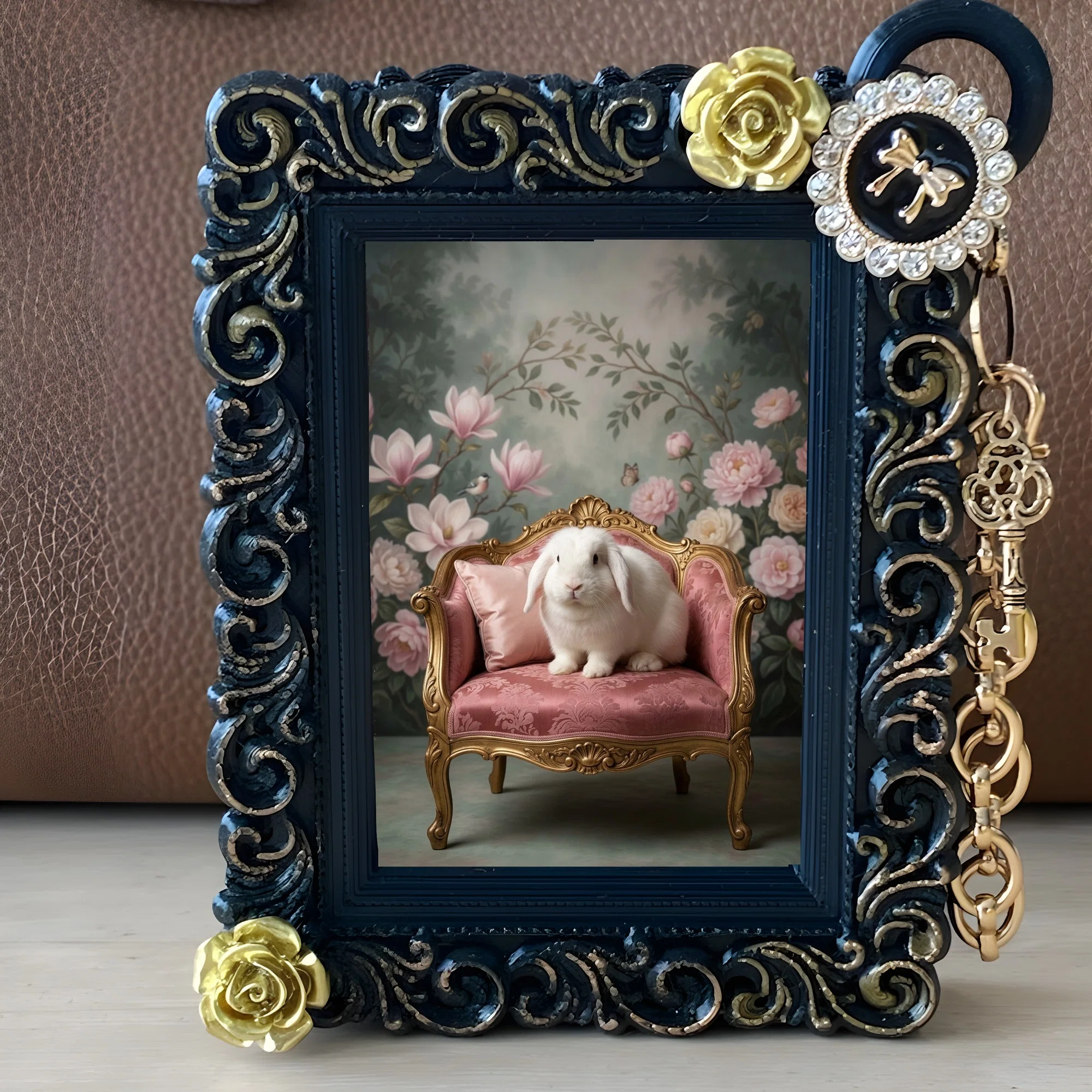 An English Angora Rococo-style shabby pink bag charm is now available ...