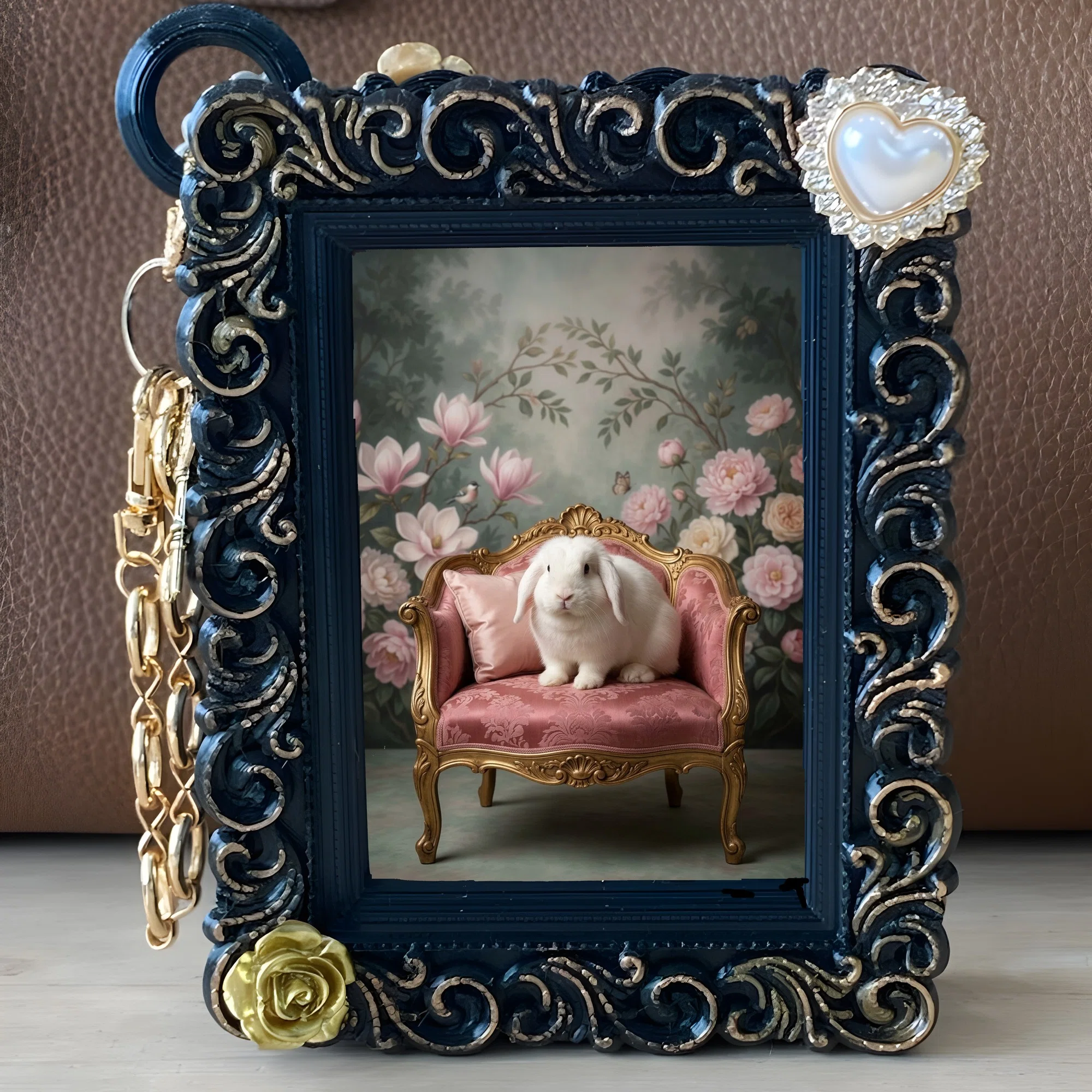An English Angora Rococo-style shabby pink bag charm is now available ...