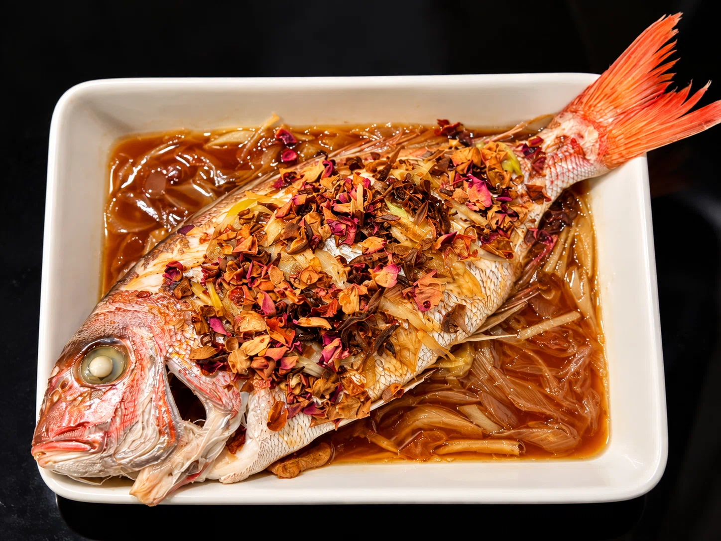 Dish 8: Steamed Sea Bream with Tangerine Peel and Rose Buds - Entering ...