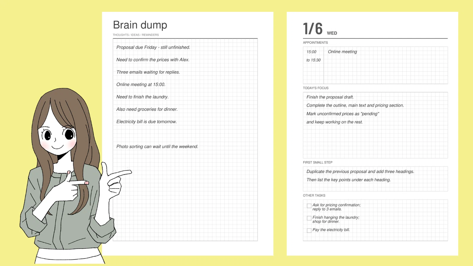 Free Daily Focus Planner Sample | A5 & Half Letter Free Trial Refills｜Cham