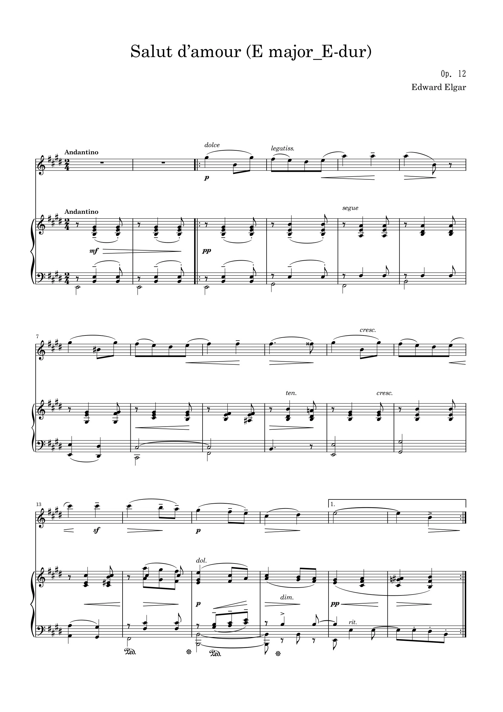 [12 Transposed Versions] Salut d'amour / Sheet Music and Accompaniment ...