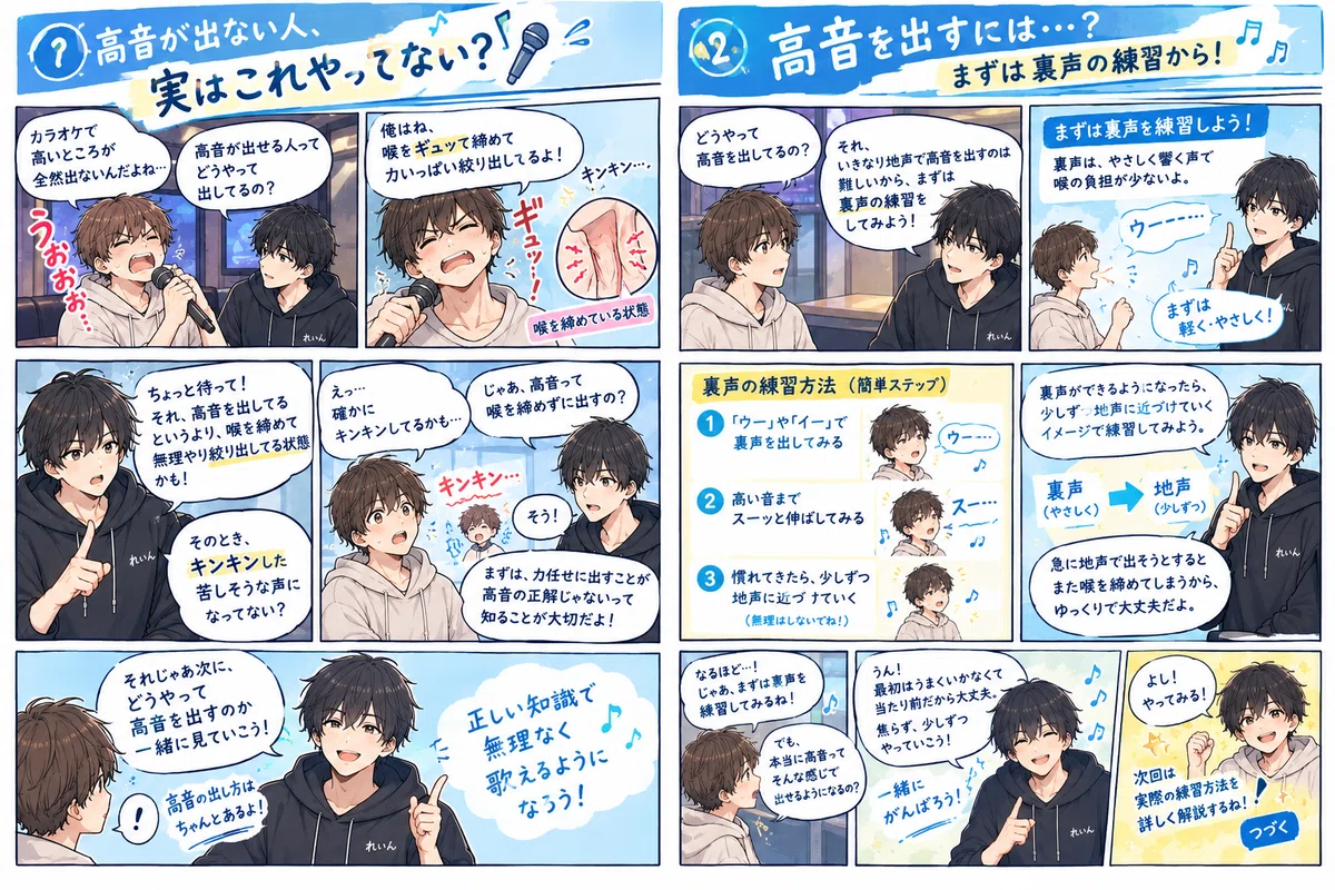Start with Falsetto Practice [Vocal Training in Manga]｜れいん/漫画で学ぶボイトレ