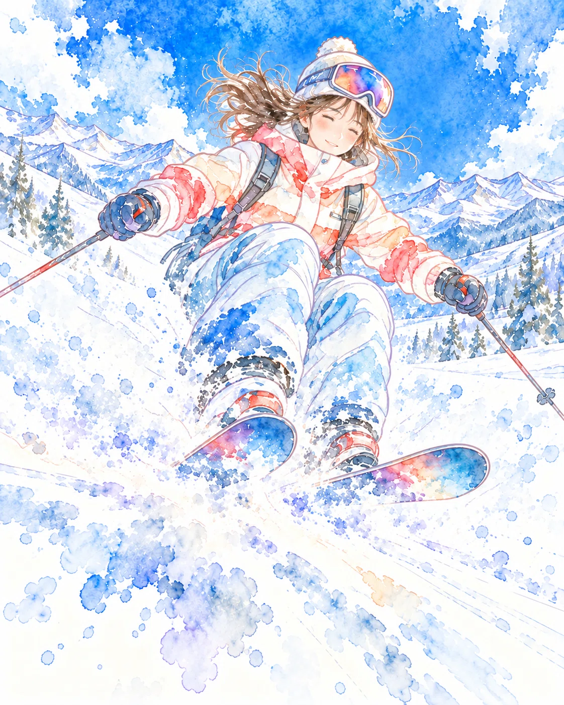 [Irokara] Ski & Snowboard 01 | Coloring from Colors, 10 Sheets Total｜いろから