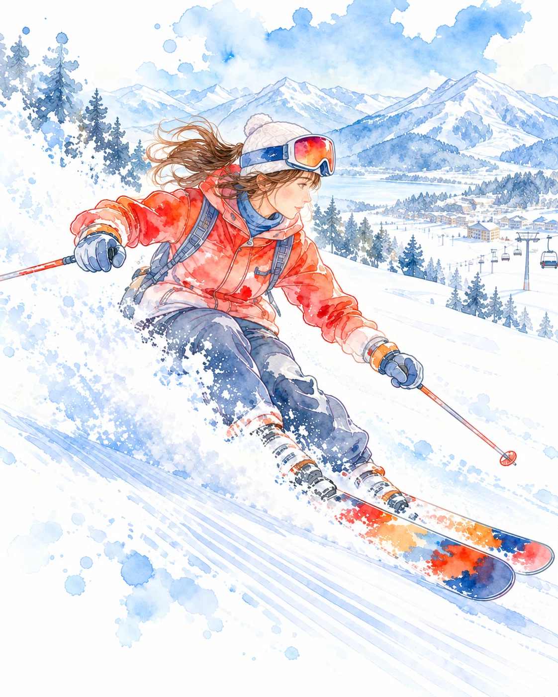 [Irokara] Ski & Snowboard 02 | Coloring from Colors, 11 Sheets Total｜いろから