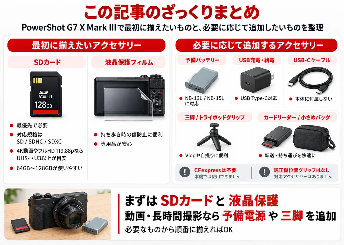 Canon PowerShot G7X 本体 + 付属品 Canon】PowerShot G7 X Mark IIIのおすすめアクセサリー｜一緒に買う
