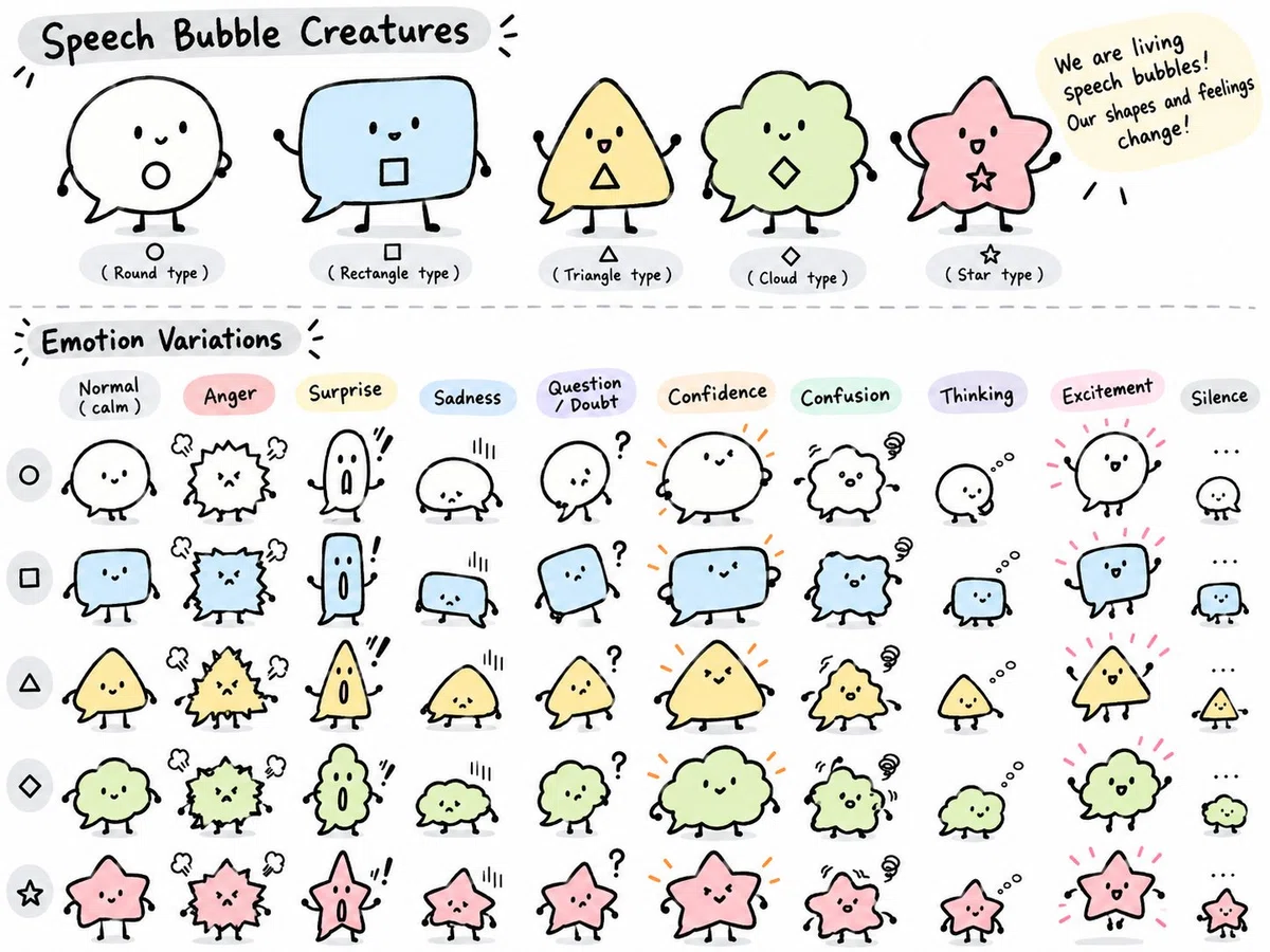 Gender Bias-Free Character Generation Prompt: Speech Bubble Creatures｜うえうえ