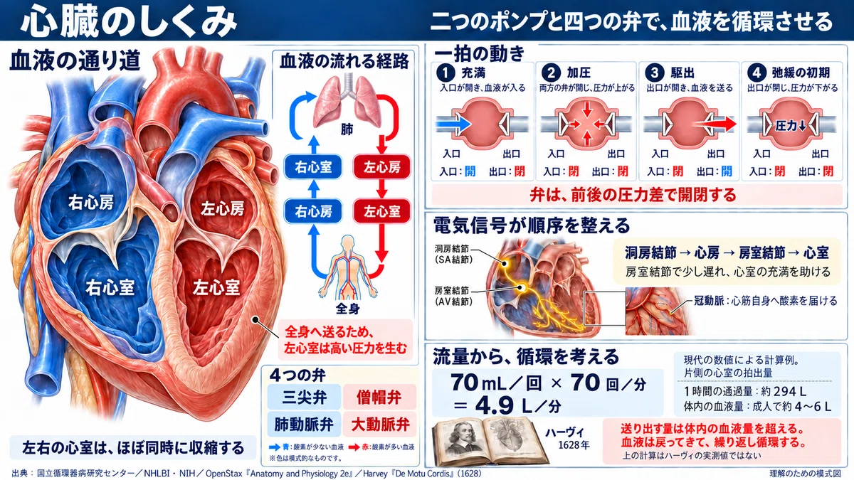 The Mechanism of the Heart: Circulating Blood with Two Pumps and Four ...