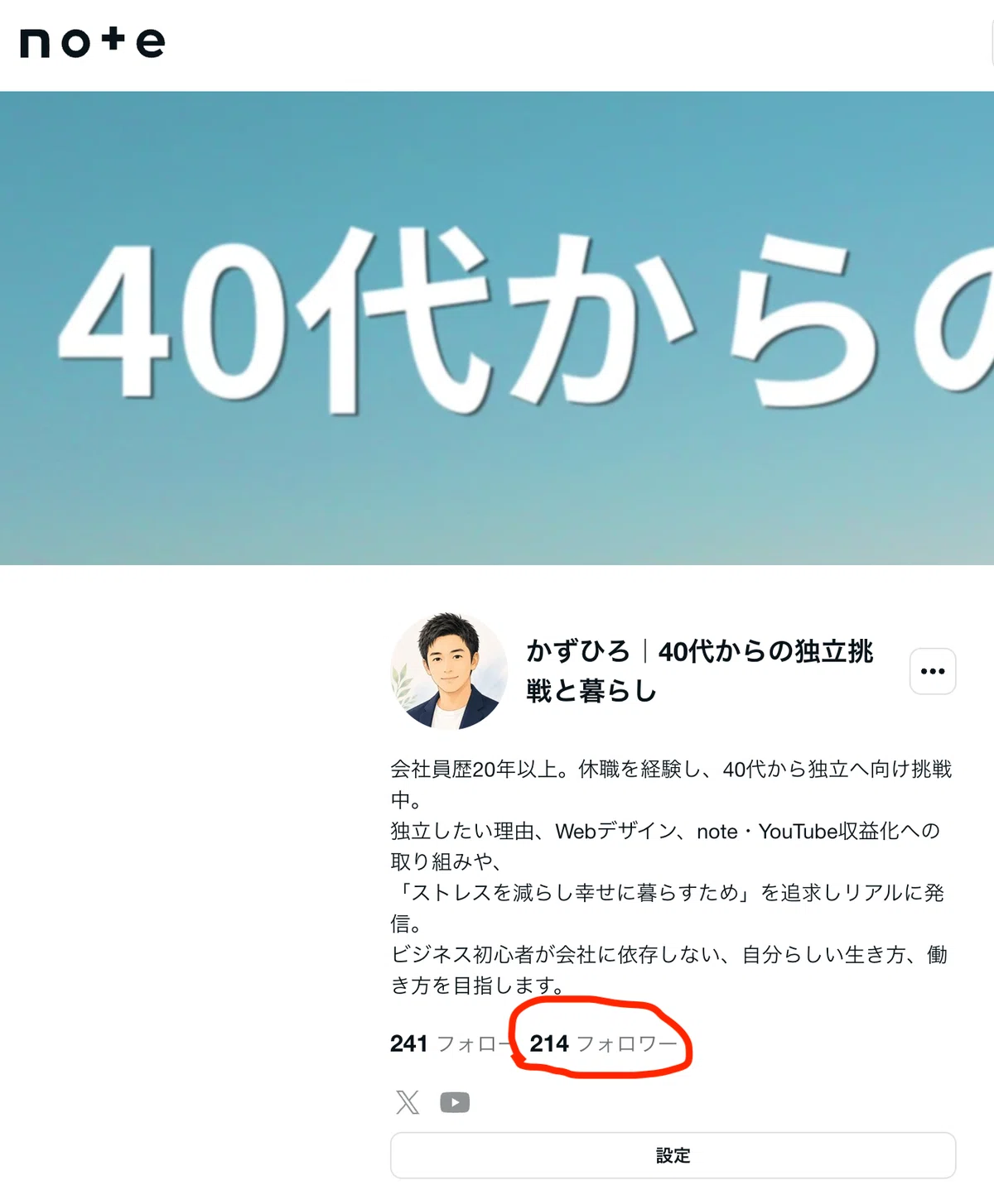 Note 40s noteを10月1日に始めてフォロワー200人達成!40代副業初心者が挑戦して感じたこと|かずひろ|40代からの独立挑戦と暮らし