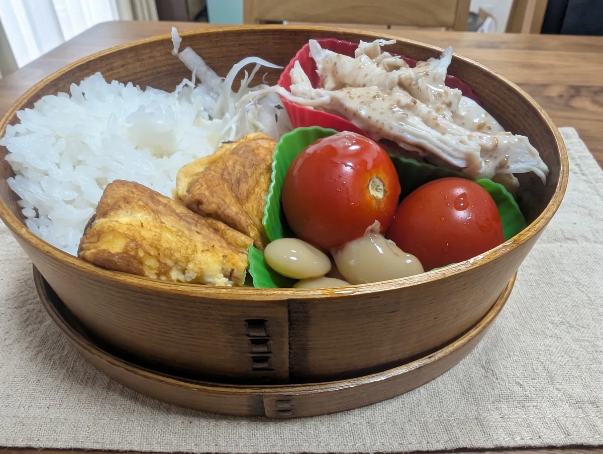 [Today's Bento] Reusing yesterday's Bang Bang Chicken. Steamed chicken ...