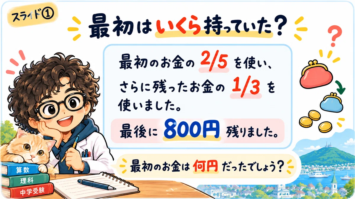 [Junior High School Entrance Exam Math ②] 800 yen left. How much was ...