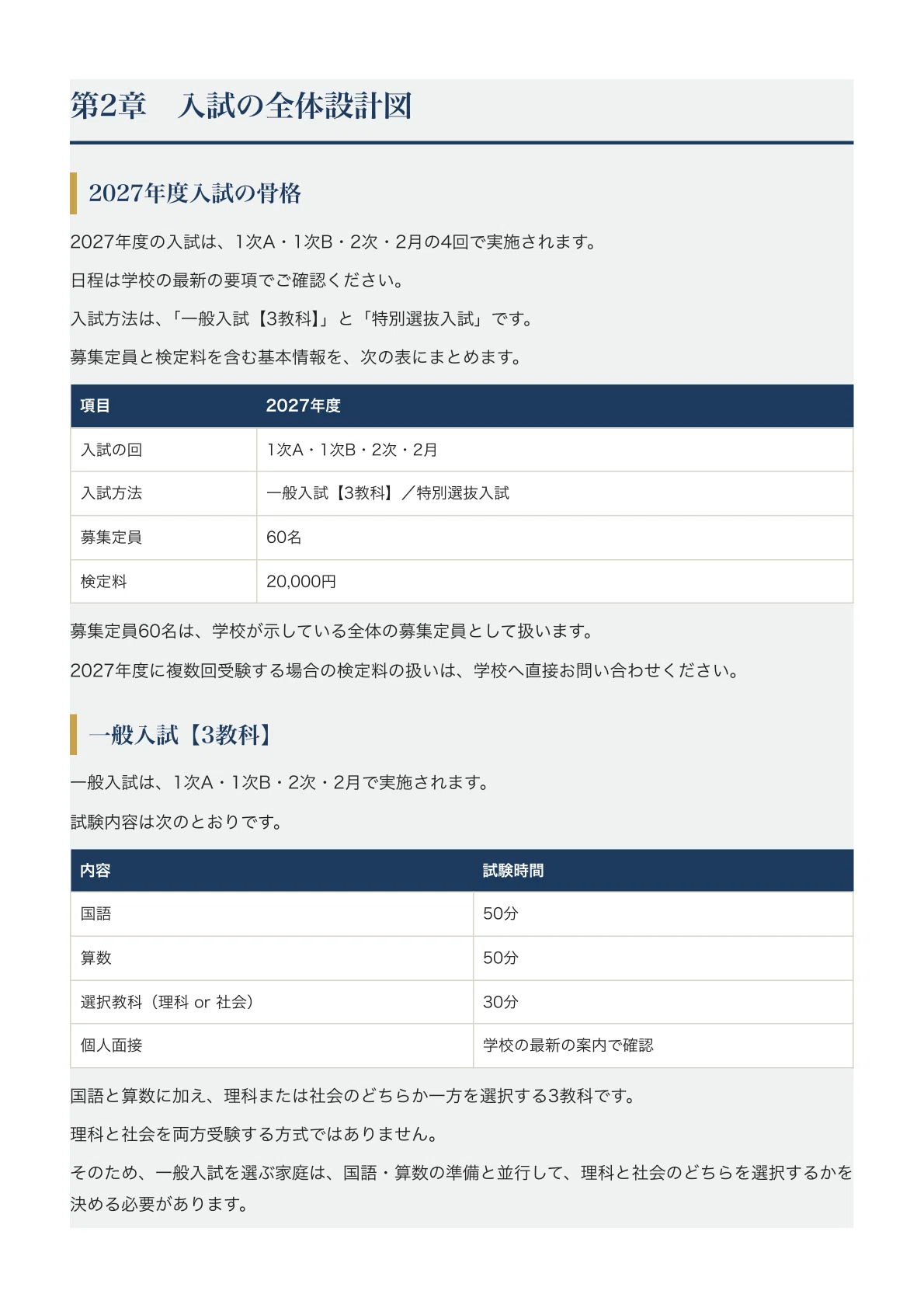 [Sakai Liberal Junior High School] Junior High School Entrance Exam ...