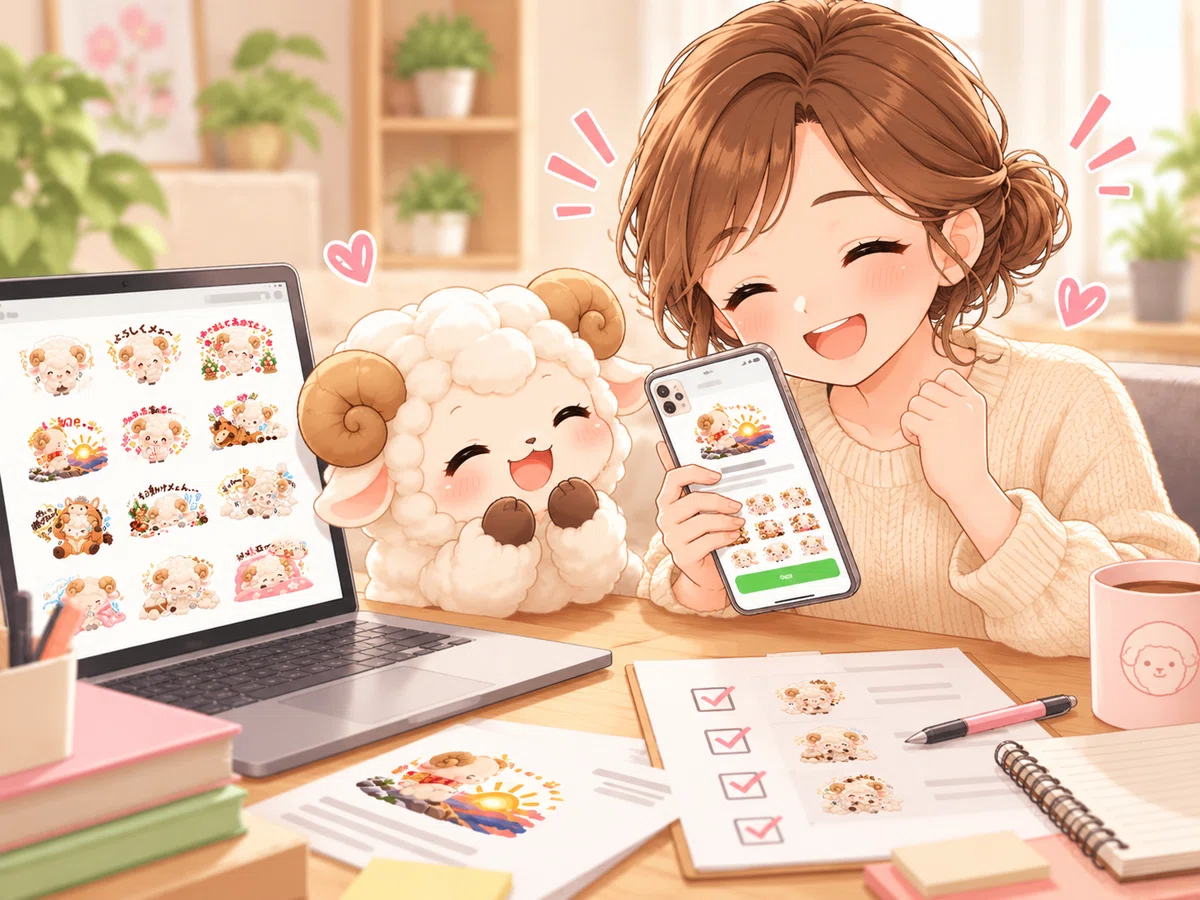 Moko Line In my 40s, I created and prepared to sell LINE stickers featuring a ...