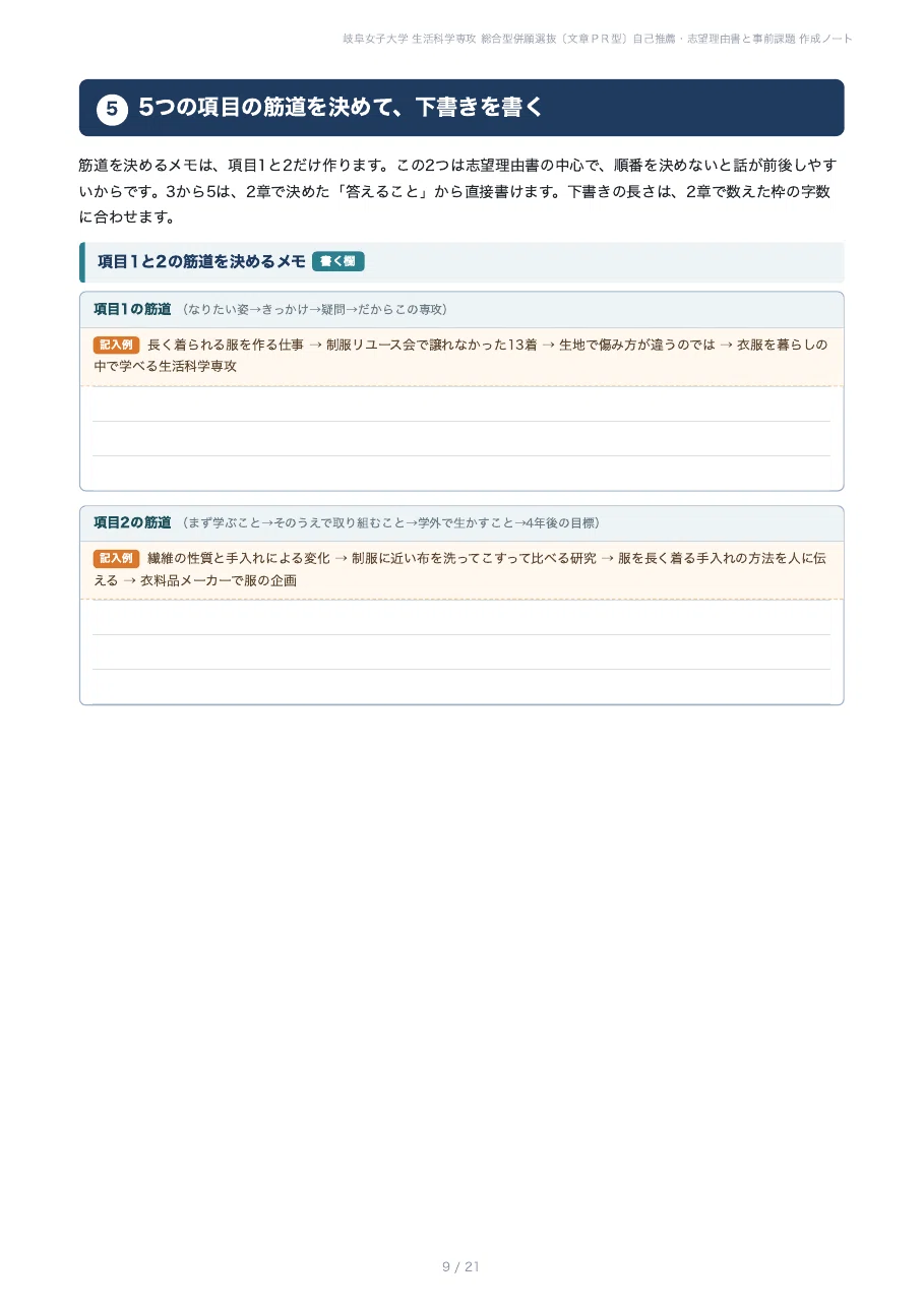 [Gifu Women's University, Faculty of Home Economics] Prepare your self ...