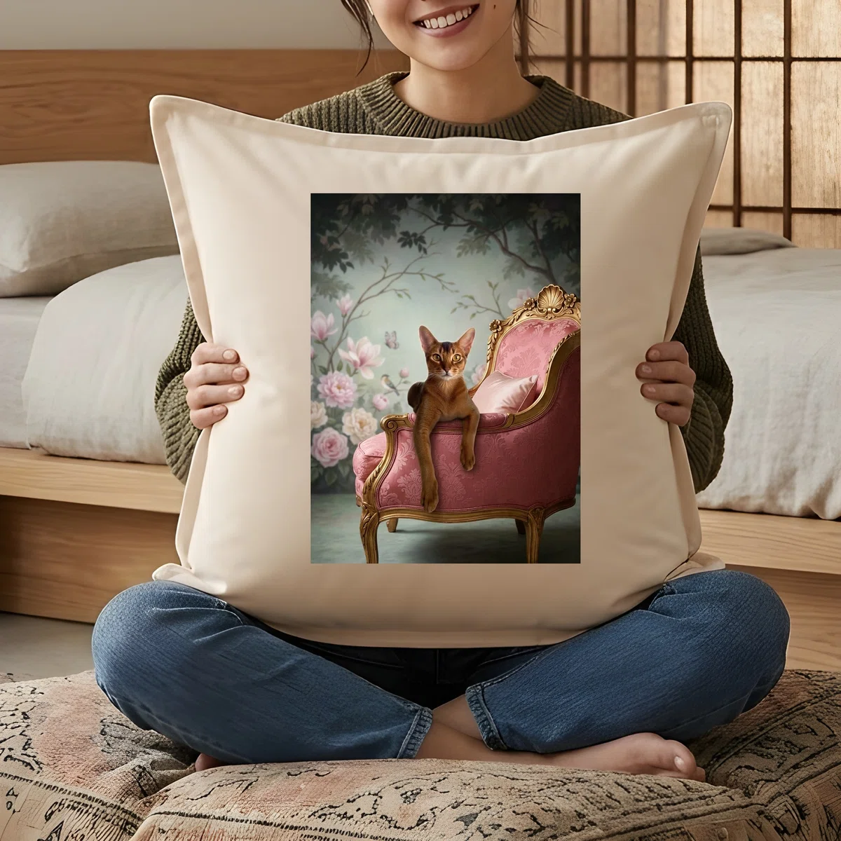 Abyssinian Rococo-style shabby pink cushion is now available!｜うちの子ルネサンス ...