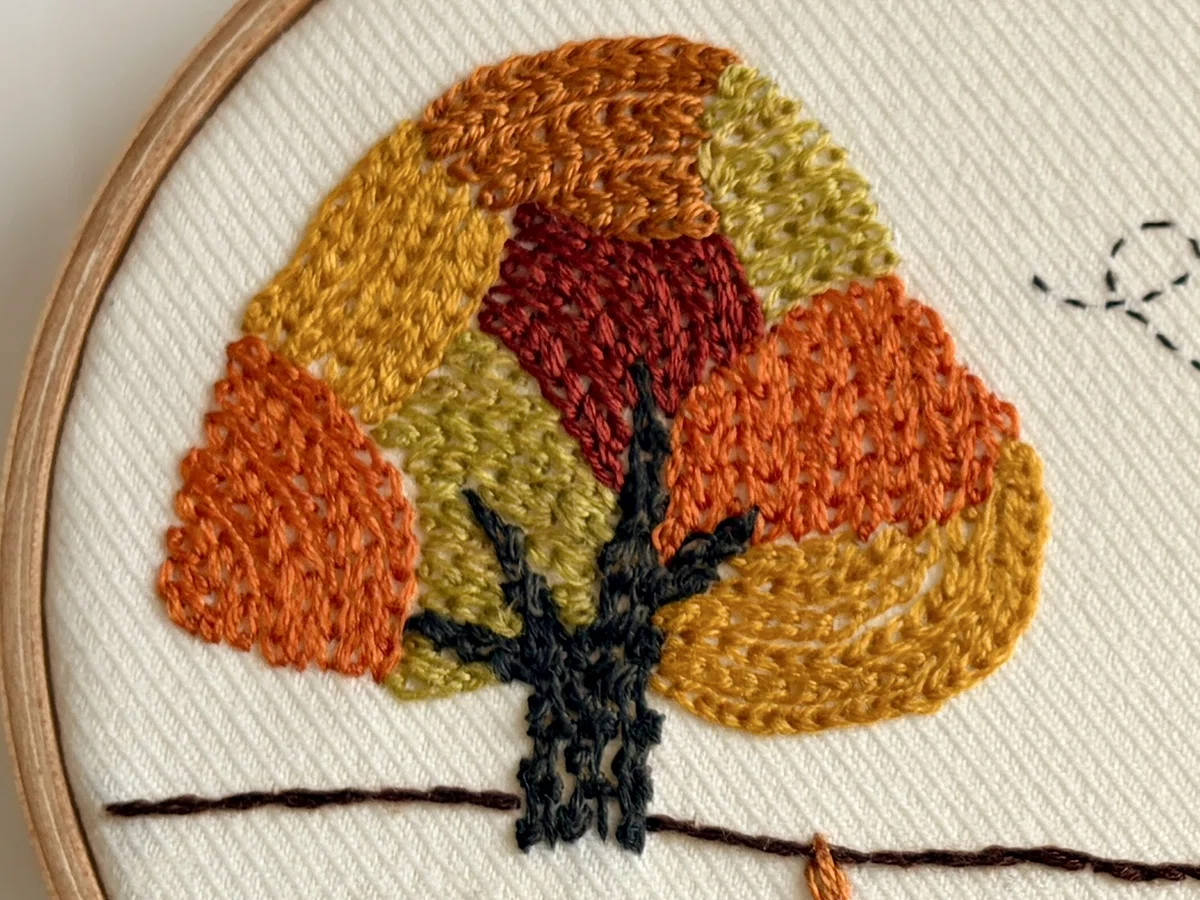 [Pattern Included] Embroidering Patchwork-Style Autumn Leaves with ...