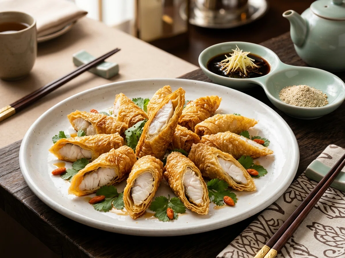 Zh-020: Fu Pi Huang Yu | Deep-fried Yellow Croaker in Bean Curd Skin ...