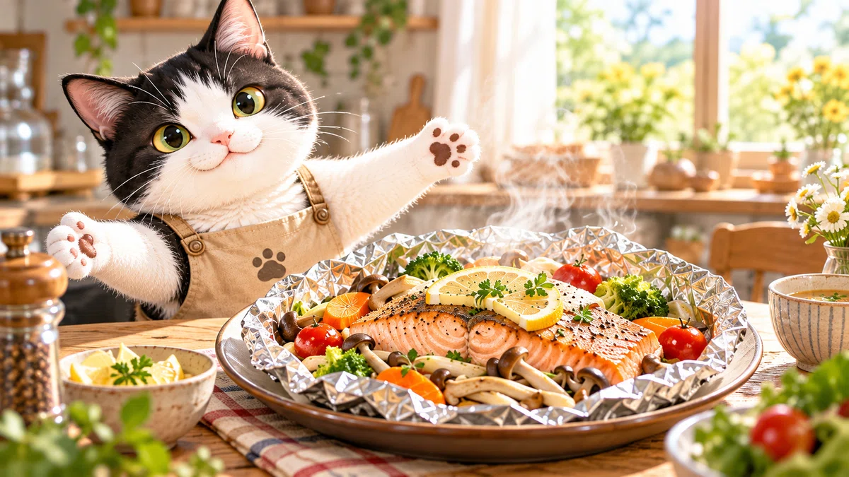 🐱 [Part 3] Pouch's Healthy Diet Meals | Fluffy Steamed Salmon and ...