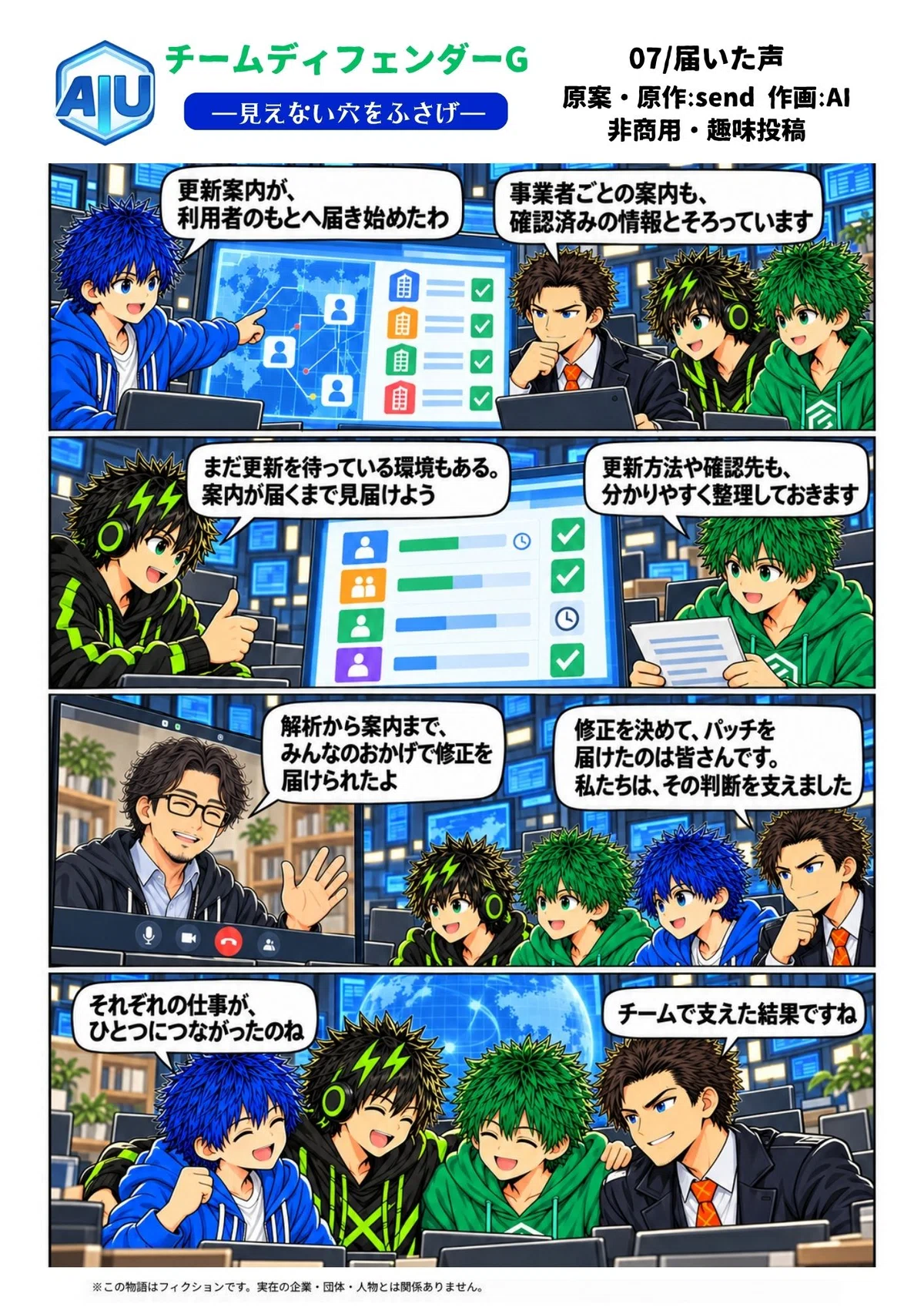 [AI Manga] Team Defender G: Invisible Holes Threaten the World.｜canvaちゃん