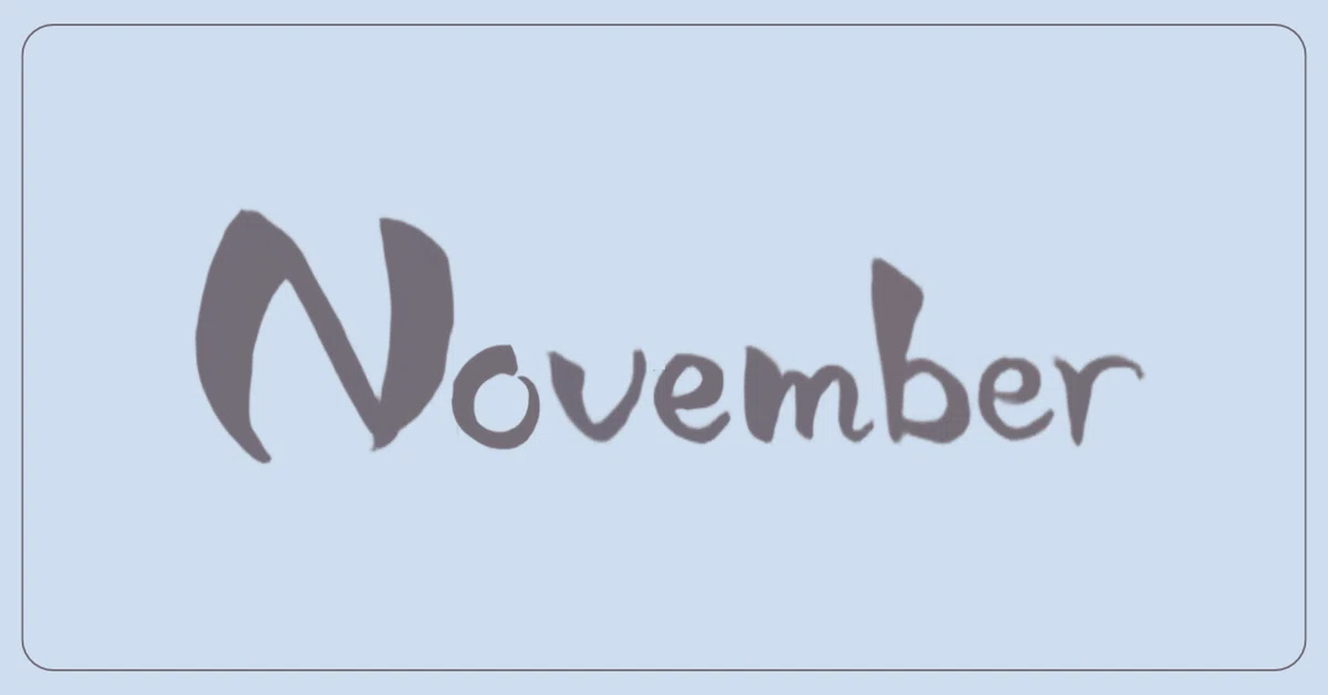 November Name Graphics Digital Brush Words