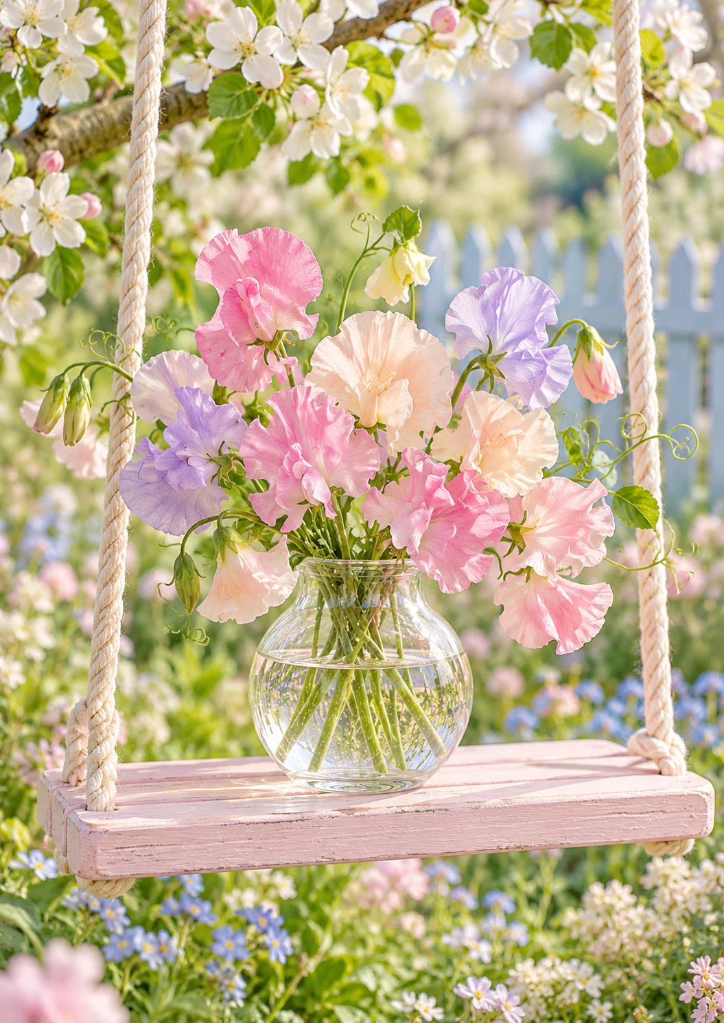 No. 160 [Spring Breeze Swing] Gentle Sweet Pea Bouquet Pastel Flower ...