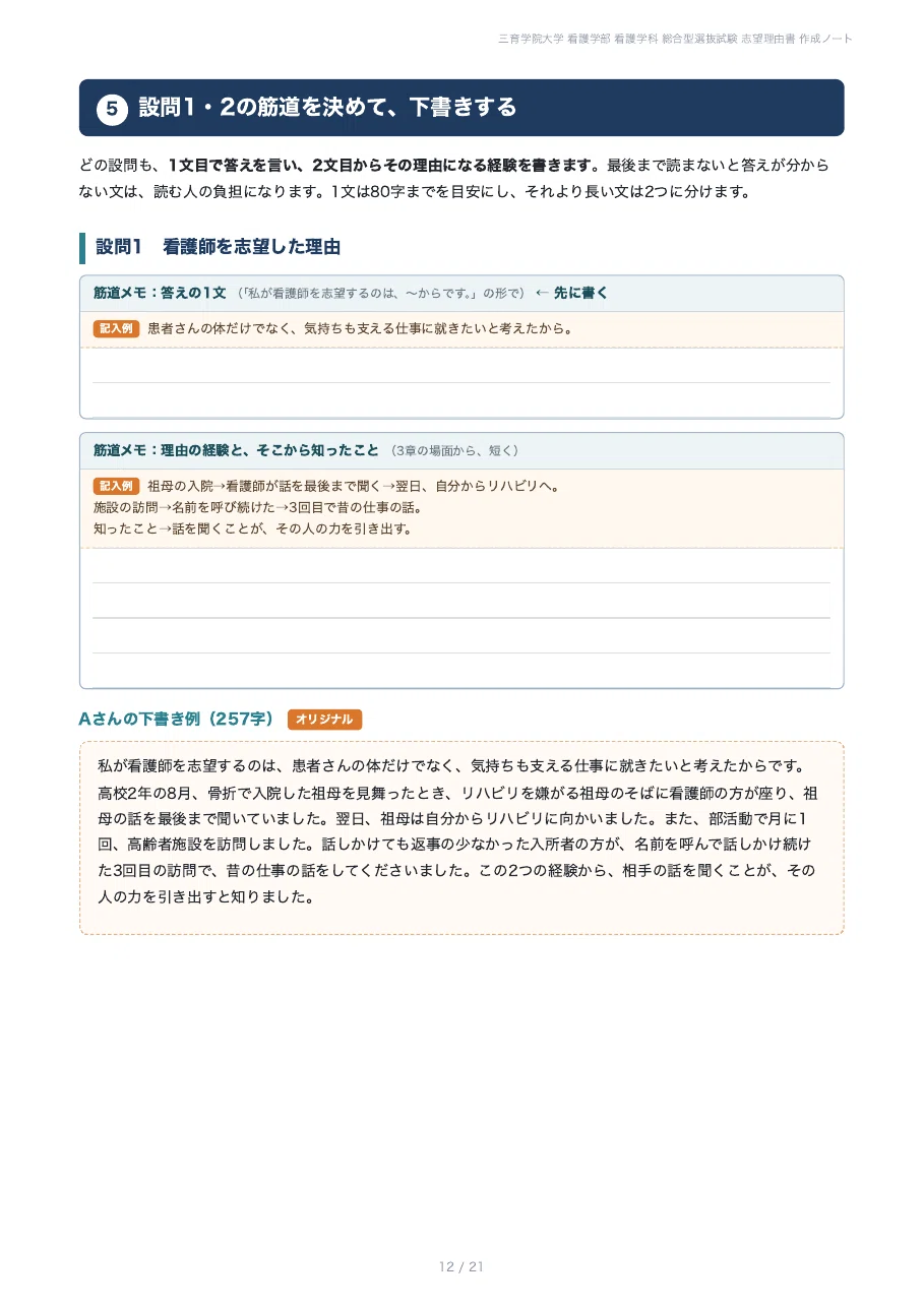 [Saniku Gakuin College, Faculty of Nursing] Prepare your statement of ...