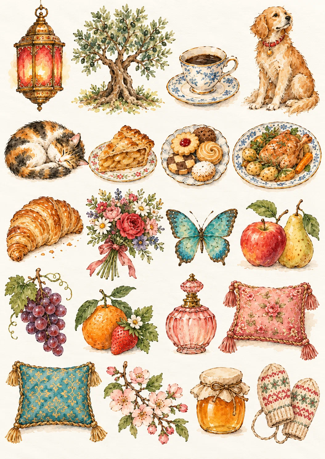 My Own Treasure Chest: Vintage Watercolor Collage Material Collection ...