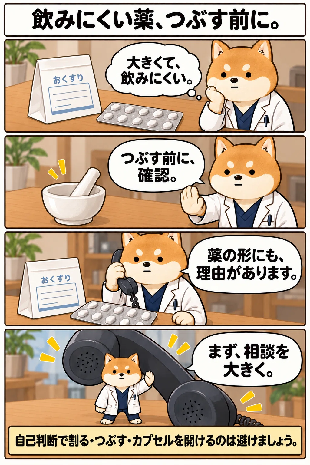 [4-Panel Comic] A word before you crush medicine that is hard to ...