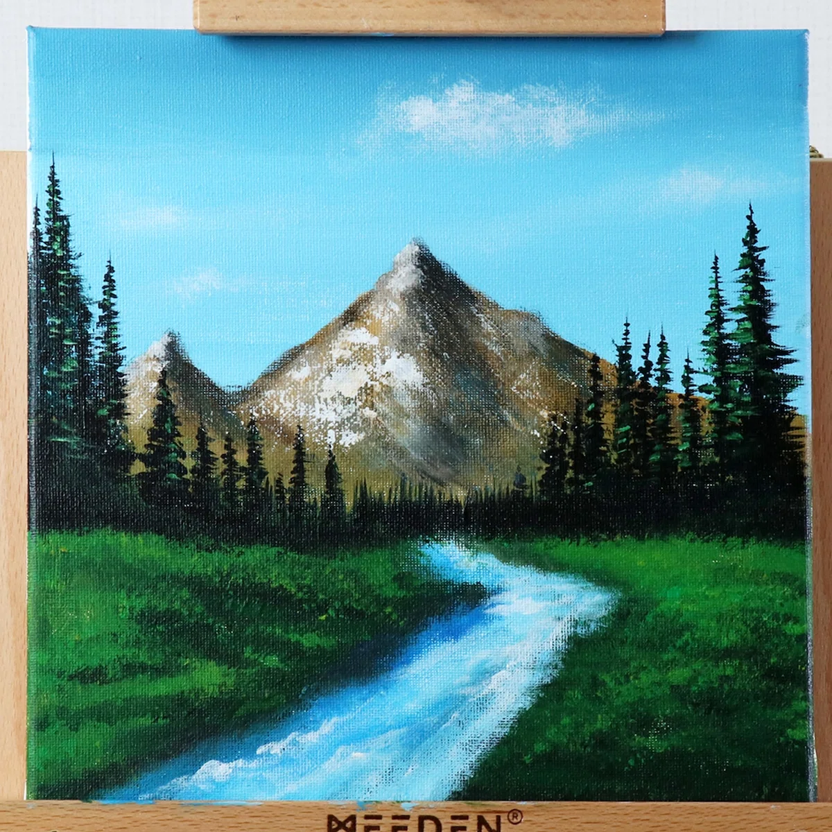 アクリル絵の具で「山と川の風景」を描いてみた｜junya_art