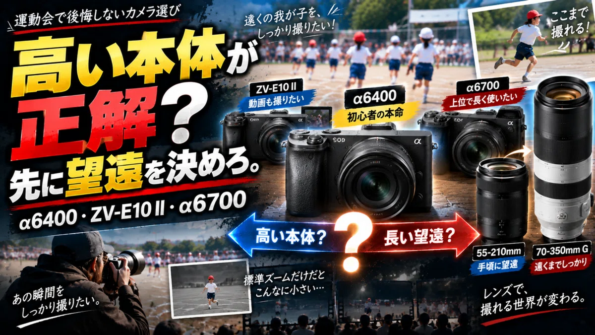 運動会用SONYミラーレスはどれ？α6400・ZV-E10 II・α6700を初心者向け