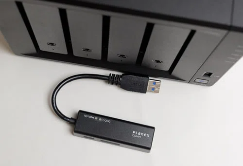 SynologyのNASにUSB接続の2.5GbpsのLANアダプターをつなげて2.5Gbps化
