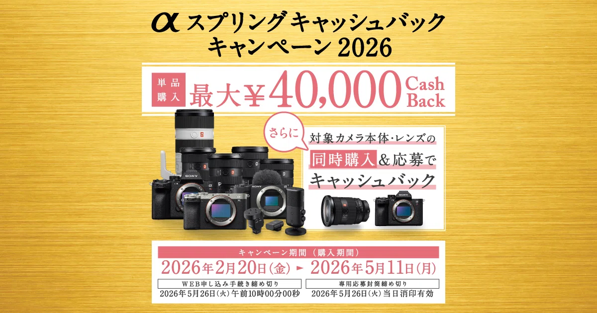 購入は5/11まで有効】Sonyの「αスプリングキャッシュバック
