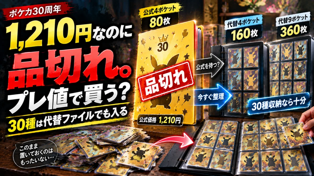 ポケカ30周年「あつまれピカチュウ！」ファイル、30種全部入る？80枚