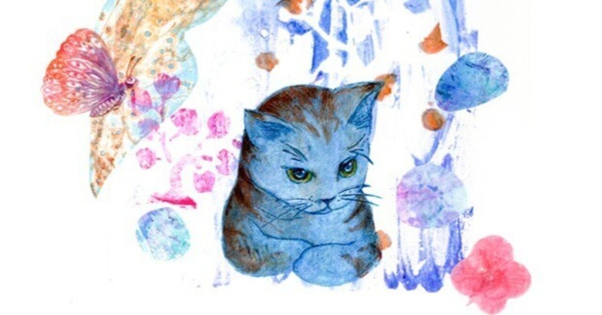 抽象画、ブルーと子猫 ac9db7f1f123bbfe509359b78d0d1e