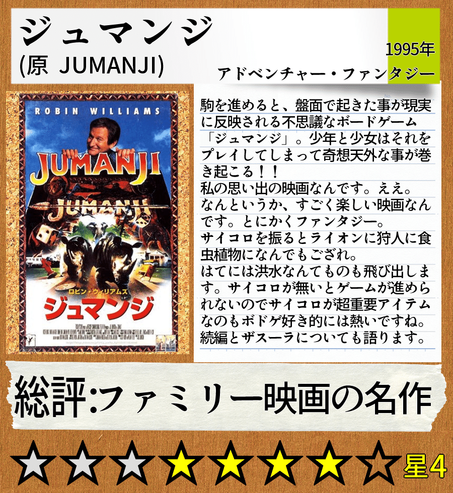 Minosの映画レビュー ジュマンジ Minos Note Minosの映画レビュー ジュマンジ Minos Note