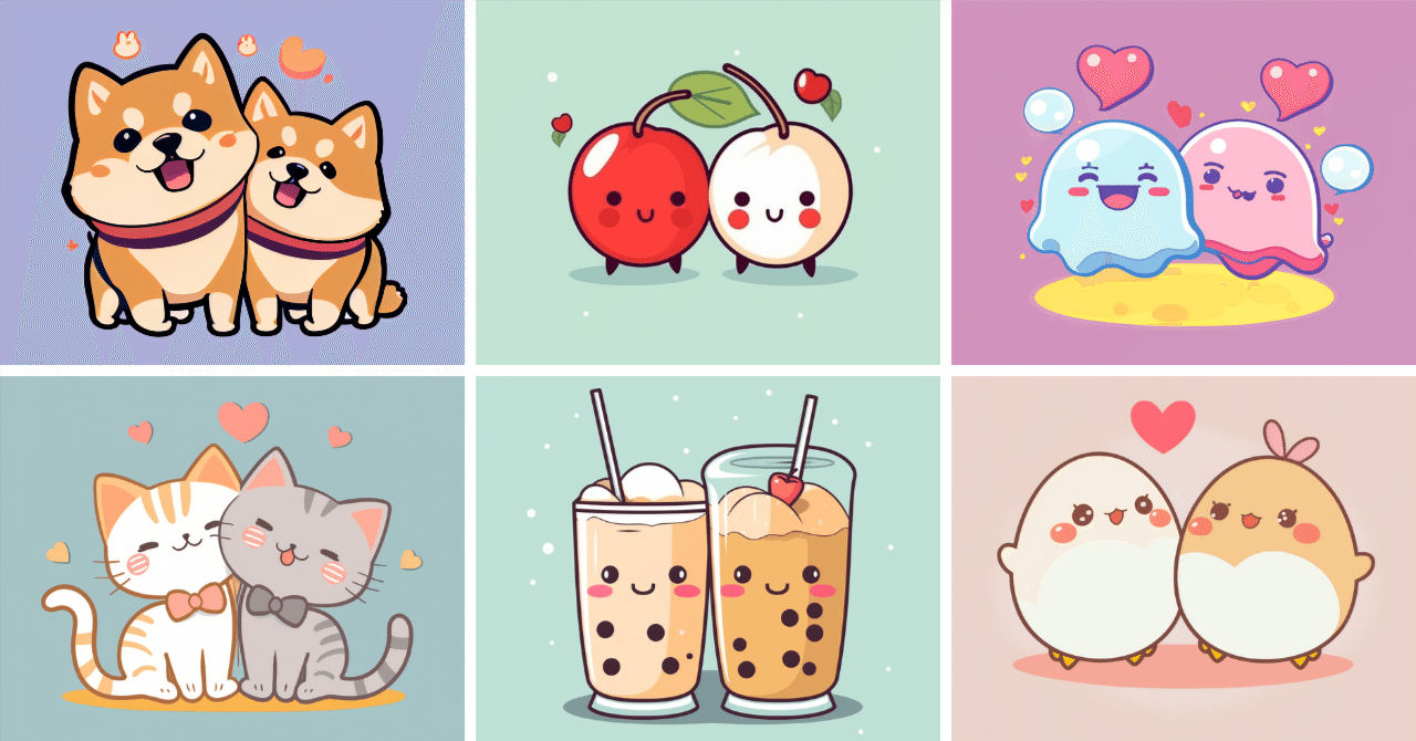 AIで簡単にLINEスタンプが作れる！「ラブラブな可愛い生物」イラストAI
