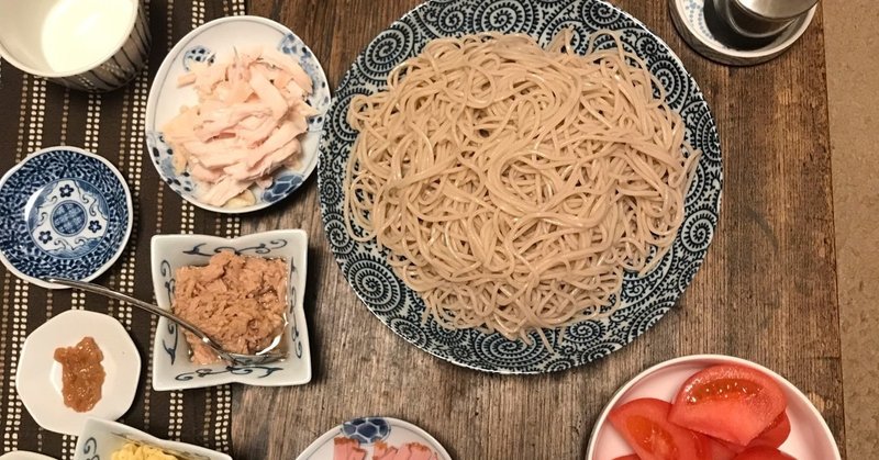 2月24日 日 夕飯 蕎麦と刺身 あひる Note
