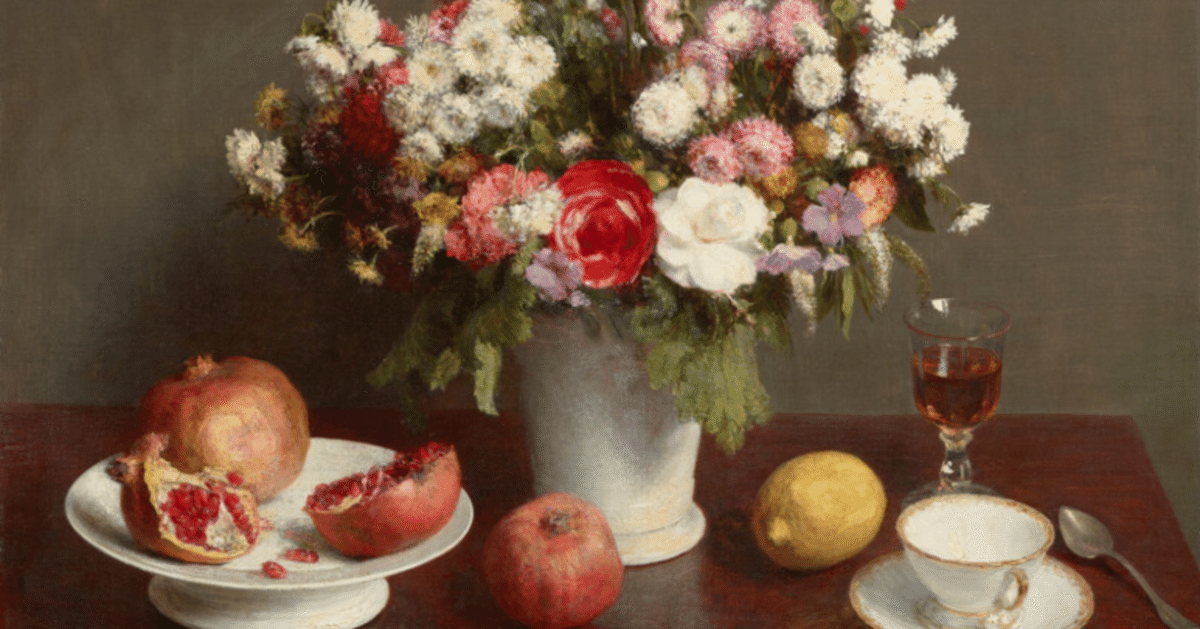 静物画（花、果実、ワイングラスとティーカップ）｜東京備忘録