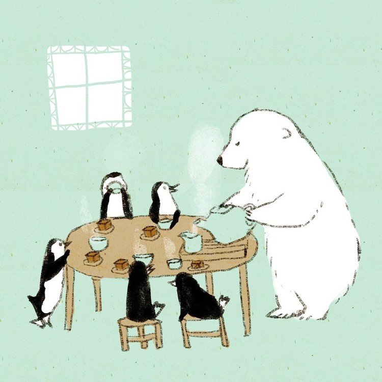 #momoro#illustration 
#イラスト
#イラストレーション
#絵
#ももろ#winter #bear#polarbear #しろくま#シロクマ#冬#雪#snow
#青の池

