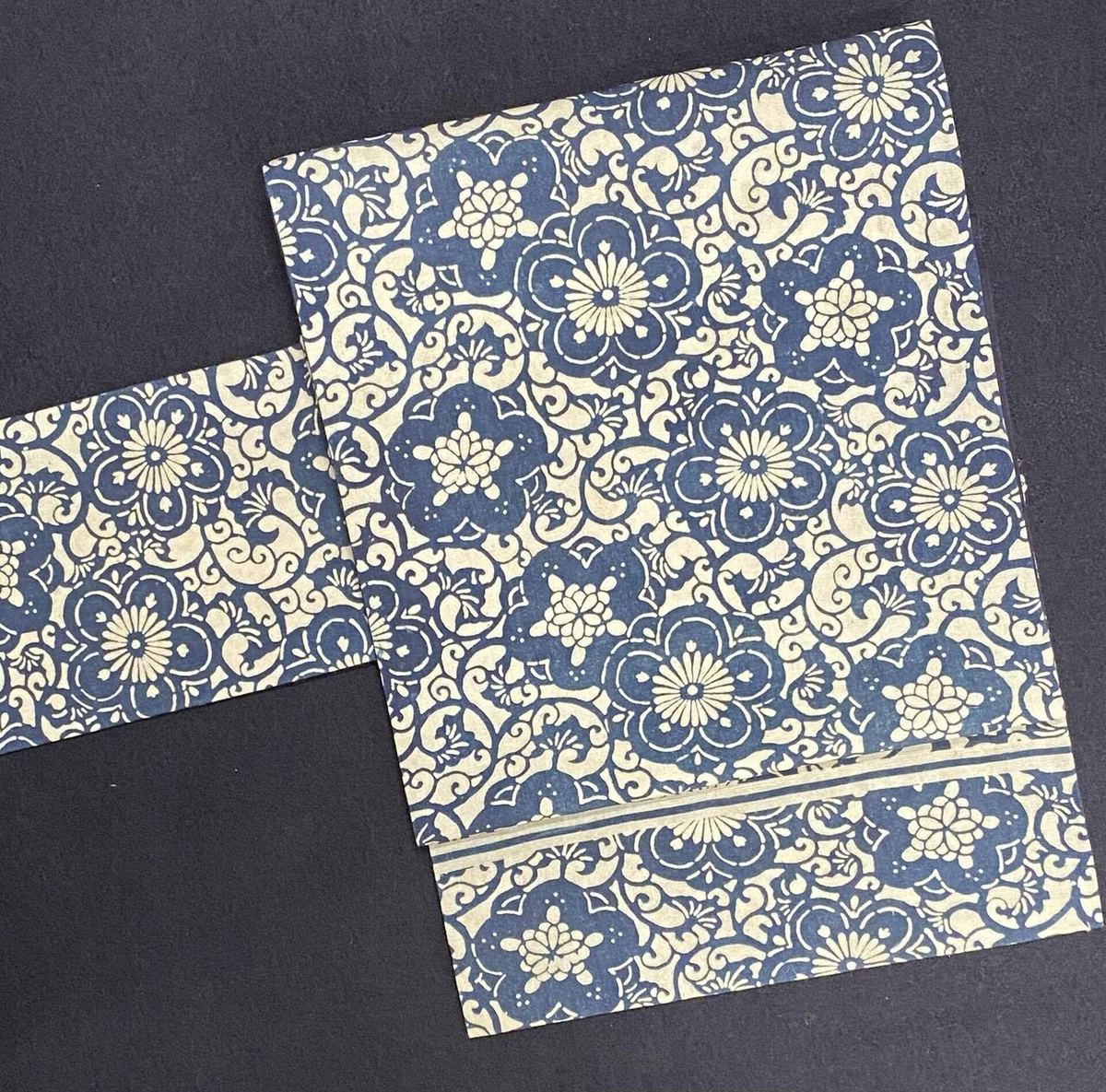故森卯一作藍型染木綿名古屋帯｜夢吉きもの