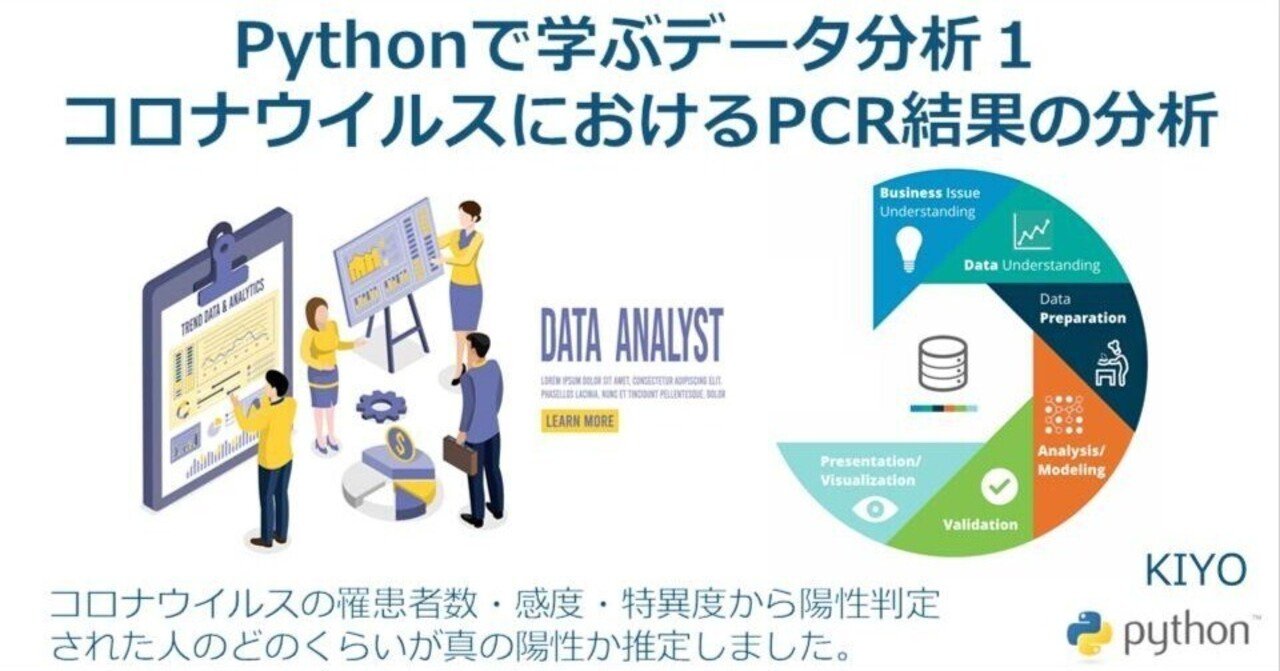 Pythonで学ぶデータ分析1:コロナウイルスにおけるPCR結果の分析|KIYO
